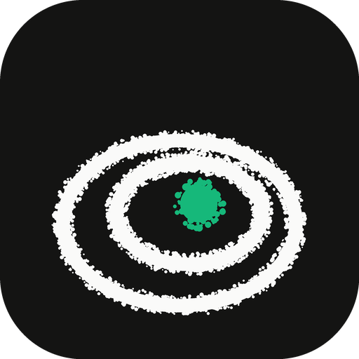 The uptrack app icon: concentric rings drawn in white grain around a green centre, on near-black.